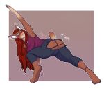  anthro big_butt blush bobcat butt camel_toe clothed clothing feline female lavenderpandy mammal panties solo thick_thighs underwear wardrobe_malfunction yoga 