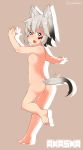 :o akasha_(syakoba) animal_ears ass beige_background bright_pupils character_name facepaint fang flat_chest full_body gradient_hair grey_hair looking_at_viewer multicolored_hair nude original shako_(syakoba3) simple_background tail twitter_username wolf_ears wolf_tail 