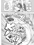  action_pose anthro bovine breasts cattle cheetah cleavage clothed clothing comic daigaijin dialogue dress duo english_text feline female furryfight_chronicles horn jewelry jowdie_(furryfight_chronicles) kick mammal nyarai_(furryfight_chronicles) panties pose text underwear upskirt 