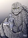  2018 anthro armor blue_fur blue_hair breasts canine clothed clothing female fox fur godzilla godzilla_(series) hair heresy_(artist) holding_(disambiguation) kaiju krystal larger_male loincloth looking_down macro male mammal markings melee_weapon monochrome nintendo reptile scalie size_difference sketch skimpy spot_color staff star star_fox tattoo toho tribal_markings video_games weapon yellow_eyes 
