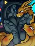  2018 3_heads 4_toes angry anthro barefoot breasts bronypanda city claws crossgender edit feet female fire foot_fetish foot_worship godzilla godzilla_(series) invalid_background kaiju king_ghidorah licking lizard macro monster multi_head night nipples nude reptile scalie sniffing soles solo teeth toes toho tongue tongue_out 