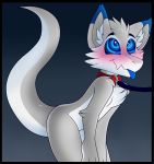  2018 ambiguous_gender anthro blue_eyes blue_fur blue_tongue blush chest_tuft collar cute_fangs dragon ear_tuft fur furred_dragon grey_fur grey_tail hypnosis icefire leash mind_control petplay roleplay senky solo spiral_eyes submissive submissive_male tongue tongue_out tuft video_games white_belly white_fur 