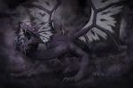  2017 3d_(artwork) 4_toes angry black_background black_wings blue_tongue claws dark_theme digital_media_(artwork) dragon ear_frills fangs feral flesh_whiskers forked_tongue frill front_view grey_wings long_neck long_tail membranous_wings open_mouth purple_eyes purple_scales purple_tail quadruped roaring scales scalie schlossbauer sharp_teeth simple_background slit_pupils snout solo spiked_tail spikes spread_wings standing teeth toe_claws toes tongue tongue_out tongue_sheath two_tone_wings western_dragon wings zbrush 