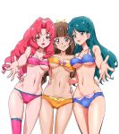  :q akagi_towa amanogawa_kirara bikini blue_bikini blue_eyes blue_hair braid breasts brown_hair cameltoe covered_nipples eyebrows_visible_through_hair go!_princess_precure kaidou_minami long_hair looking_at_viewer medium_breasts multiple_girls navel ontaros open_mouth pink_bikini pink_hair pink_legwear precure purple_eyes red_eyes simple_background single_braid single_thighhigh skindentation smile standing swimsuit thighhighs tongue tongue_out white_background yellow_bikini 