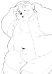  2018 anthro bear belly blush clothed clothing hat male mammal navel okoge_16 one_eye_closed overweight overweight_male polar_bear shirane_kan shorts solo utau wink 