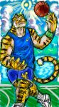  anthro basketball big_muscles clothed clothing feline hi_res kemono male mammal muscular muscular_male outside solo tiger yad 