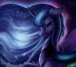  blue_eyes blue_theme changeling fangs female feral foughtdragon01 friendship_is_magic horn insect_wings my_little_pony princess_luna_(mlp) slit_pupils sparkles wings 