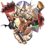  artist_request beltbra breasts brown_eyes clover dark_skin four-leaf_clover full_body guilty_gear guilty_gear_xrd hat huge_weapon large_breasts last_period ramlethal_valentine revealing_clothes shorts solo thick_thighs thigh_strap thighs transparent_background weapon white_hair white_hat white_shorts 