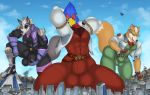  anthro arwing avian bird bulge canine city clothed clothing corneria destruction falco_lombardi fox fox_mccloud macro male mammal mkvero nintendo star_fox video_games wolf wolf_o&#039;donnell 