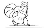  2018 animated anthro balls big_balls big_thighs canine cock_vore digitigrade eyes_closed flaccid fluffy hands_on_hips male male_pred mammal penis raster_dreams shaking shaking_butt simple_background sketch slightly_chubby tanuki thick_tail vore wide_hips 