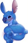  2018 alien anus backsack balls blue_fur blush butt claws cute_fangs digital_drawing_(artwork) digital_media_(artwork) disney experiment_(species) fangs fur lilo_and_stitch looking_at_viewer male mammal notched_ear presenting presenting_hindquarters shy simple_background small_tail solo stitch toe_claws white_background zackary911 