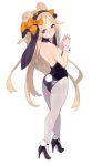  abigail_williams_(fate/grand_order) absurdres alternate_costume animal_ears ass bangs bare_shoulders black_leotard blonde_hair blue_eyes breasts bunny_ears bunny_girl bunny_tail bunnysuit closed_mouth double_bun fake_animal_ears fate/grand_order fate_(series) from_behind hajime_(hajime-ill-1st) hands_together high_heels highres leotard long_hair looking_at_viewer pantyhose parted_bangs small_breasts solo standing strapless strapless_leotard tail very_long_hair wrist_cuffs 