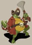 anthro barefoot belt claws clothed clothing crocodilian donkey_kong_(series) flookz gun hat jacket kaptain_k_rool king king_k_rool kremling looking_at_viewer male musclegut nintendo pecs pirate pose ranged_weapon reptile royalty scalie sharp_claws sharp_teeth skull smile solo standing teeth toe_claws video_games weapon 