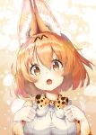  :o absurdres animal_ear_fluff animal_ears animal_ears_(artist) blonde_hair blush bow bowtie commentary_request elbow_gloves eyebrows_visible_through_hair eyelashes fang gloves hair_between_eyes hands_up highres kemono_friends korean_commentary looking_at_viewer multicolored multicolored_clothes multicolored_gloves multicolored_neckwear print_gloves print_neckwear serval_(kemono_friends) serval_ears serval_print shirt short_hair sleeveless sleeveless_shirt solo upper_body white_gloves white_neckwear yellow_eyes yellow_gloves yellow_neckwear 