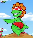  big_butt butt clothed clothing female flora_fauna green_skin looking_back mario_bros nintendo not_furry oaf panties petey_piranha piranha_plant plant super_mario_sunshine tagme topless underwear video_games 