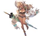  almeida_(granblue_fantasy) alpha_transparency ass_visible_through_thighs bangs beach_umbrella bikini black_bikini blonde_hair blush bracelet breasts choker cleavage collarbone cooler dark_skin dolphin_earrings draph earrings full_body granblue_fantasy hair_between_eyes hat horns jacket jewelry large_breasts long_hair looking_at_viewer minaba_hideo official_art open_clothes open_jacket pointy_ears red_ribbon ribbon ribbon_choker sandals smile solo swimsuit thigh_gap transparent_background umbrella very_long_hair white_hat 