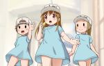  3girls blonde_hair brown_eyes brown_hair child goldmondsel hataraku_saibou multiple_girls panties platelet_(hataraku_saibou) underwear 