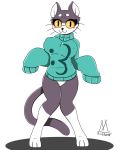  :3 big_breasts bottomless breasts cat clothed clothing crossgender feline female mammal meatboom oversized_clothing solo sweater 