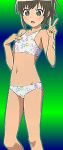  bikini hand_on_own_chest legs mikakunin_de_shinkoukei oono_niko ponytail pose solo star_print swimsuits v 