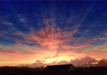  building cloud cloudy_sky commentary_request evening house mocha_(cotton) no_humans original outdoors radio_antenna scenery signature sky sunset telephone_pole twilight 