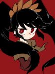  ashley_(warioware) bangs black_hair bright_pupils closed_mouth cropped_torso hairband highres lkll long_hair orange_hairband red_background red_eyes simple_background skull solo twintails warioware white_pupils 