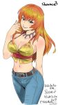  1girl breasts cleavage jewelry joy_(shenmue) large_breasts long_hair midriff navel necklace orange_hair sega shenmue shenmue_iii smile 