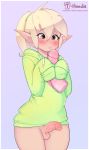  &lt;3 blood_elf blush bottomless clothed clothing elf erection fan_character girly handjob hoodie hoodie_(artist) humanoid male max_(hoodie) not_furry penis sex solo sweater video_games warcraft 