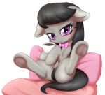  2018 alpha_channel an-m bedroom_eyes beverage black_hair blush bow_tie butt coffee coffee_mug convenient_censorship covering_pussy cup cushion cute earth_pony equine eyebrows eyelashes female feral floppy_ears friendship_is_magic hair half-closed_eyes hi_res holding_object hooves horse long_hair looking_at_viewer mammal my_little_pony nude octavia_(mlp) pillow pony purple_eyes pussy seductive simple_background sitting smile solo spread_legs spreading tail_censorship teasing transparent_background underhoof 