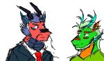  antifreeze clothing dragon duo headshot male necktie sketch suit tats_(antifreeze) tsubasa_(antifreeze) 