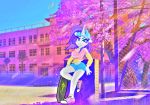  2018 anthro arandomperson44 blue_eyes bubble_gum candy clothed clothing cutie_mark digital_media_(artwork) equine eyelashes female food friendship_is_magic gum hair hi_res horn looking_at_viewer makeup mammal my_little_pony purple_hair rarity_(mlp) solo unicorn vaporwave 