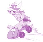  2018 crossover cutie_mark driving dstears equine eyelashes feathered_wings feathers female feral friendship_is_magic grin hair holding_object hooves kart mammal mario_bros mario_kart monochrome multicolored_hair my_little_pony nintendo nude pegasus portrait rainbow_dash_(mlp) simple_background smile solo teeth turtle_shell vehicle video_games white_background wings 