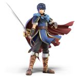  absurdres armor blue_eyes blue_hair cape falchion_(fire_emblem) fire_emblem fire_emblem:_monshou_no_nazo full_body gloves highres male_focus marth official_art short_hair solo super_smash_bros. super_smash_bros._ultimate sword tiara transparent_background weapon 