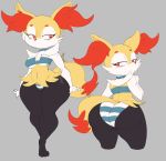  2018 3_toes 4_fingers anthro big_butt braixen breasts butt canine chest_tuft clothed clothing collar ear_tuft eyelashes female front_view fur half-closed_eyes looking_back mammal multiple_poses navel nintendo panties pinup pok&eacute;mon pok&eacute;mon_(species) pose purple_yoshi_draws rear_view red_eyes short_stack shoulder_tuft skimpy solo standing striped_panties thick_thighs toes tuft under_boob underwear video_games wide_hips 