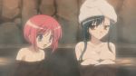  2girl animated animated_gif black_hair breasts chouhi covering covering_breasts kan&#039;u koihime_musou long_hair multiple_girls nude red_hair short_hair water wet 