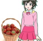  fruit mikakunin_de_shinkoukei oono_niko pink_skirt ponytail strawberry sweater 