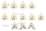  absurdres artist_request blonde_hair expressions green_eyes highres laughing long_hair lusamine_(pokemon) official_art pokemon pokemon_(game) pokemon_sm reference_sheet scan smile smirk 