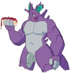  2018 anthro balls barazoku biped digital_drawing_(artwork) digital_media_(artwork) humanoid_penis looking_at_viewer male muscular muscular_male nidoking nintendo nipples nude open_mouth penis pok&eacute;mon pok&eacute;mon_(species) remanedur scalie simple_background smile solo standing thick_thighs video_games white_background 