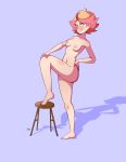  1girl amanda_o&#039;neill blush body_blush breasts feet hand_on_knee hound_wolf little_witch_academia navel nipples nude orange_hair simple_background solo standing 