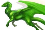  2018 ambiguous_gender digital_media_(artwork) dragon dragonriders_of_pern feral green_skin isvoc membranous_wings orange_eyes pernese_dragon scalie simple_background solo spines western_dragon white_background wings 