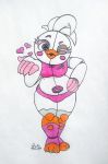  anthro avian big_eyes bird blush chicken clothing female five_nights_at_freddy&#039;s freddy_fazbear&#039;s_pizzeria_simulator funtime_chica_(fnaf) pillothestar pose slightly_chubby smile thick_thighs ultimate_custom_night video_games wide_hips 