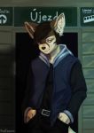  2018 anthro brown_hair canine clothed clothing digital_media_(artwork) fox hair heterochromia looking_at_viewer male mammal poof-poof poofroom standing 