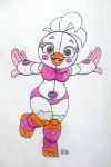  anthro avian big_eyes bird blush chicken clothing female five_nights_at_freddy&#039;s freddy_fazbear&#039;s_pizzeria_simulator funtime_chica_(fnaf) pillothestar pose slightly_chubby smile thick_thighs ultimate_custom_night video_games wide_hips 