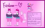  anthro big_breasts breasts canine cleavage clothed clothing feet female fluffyeevee40 fox foxlove fur hair mammal model_sheet pink_fur pink_hair solo 