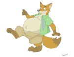  2018 anthro belly big_belly brown_fur canine canson claws clothing disney fox fur green_eyes hi_res male mammal necktie nick_wilde orange_fur overweight pants shirt simple_background smile unbuttoned white_background zootopia 
