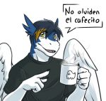  annoying_dog_(undertale) anthro beverage clei coffee cup dialogue male nameless00 solo spanish_text text undertale video_games windragon 