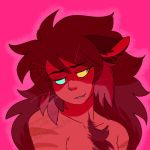  animal_humanoid brown_hair cat_humanoid catra collarbone dragonsmooches eyelashes feline feline_humanoid female freckles hair heterochromia humanoid icon mammal pink_background pink_theme simple_background smile solo striped_skin stripes whiskers yellow_eyes 