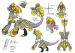 artist_request claws dragon gen_7_pokemon grey_skin highres kommo-o official_art pokemon pokemon_(creature) pokemon_(game) pokemon_sm reference_sheet scales scan tail 