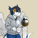  annoying_dog_(undertale) anthro beverage clei coffee cup dragon male nameless00 solo tired undertale video_games windragon 