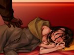  1girl abuse as109 brown_hair closed_eyes collarbone couch jacket lying on_side parted_lips shoujo_to_ura_roji sleeping source_request 