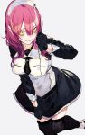  absurdres bangs black_gloves black_legwear breasts character_request copyright_request cowboy_shot dress gloves hair_between_eyes hat highres kayahara large_breasts long_hair long_sleeves necktie pink_hair solo thighhighs yellow_eyes 